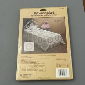 WonderArt Quilt Blocks To Embroider 1983 Blossoms 6 Stamped 18x18” Blocks VTG